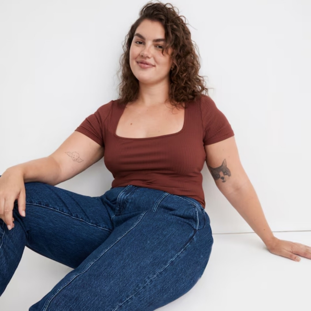 SOLD - Madewell Square Neck Short Sleeve Top
